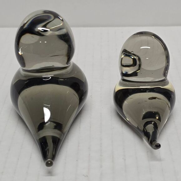 Reijmyre Glasbruk Sweden Smokey Gray Crystal Glass Bird Figurines Set Of 2 - Picture 6 of 9